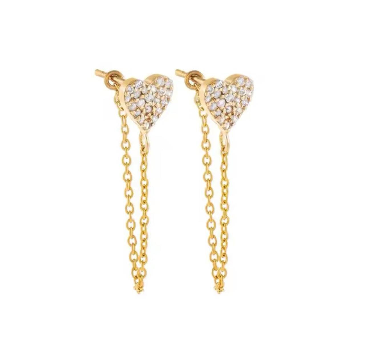 HEART CHAIN EARRINGS